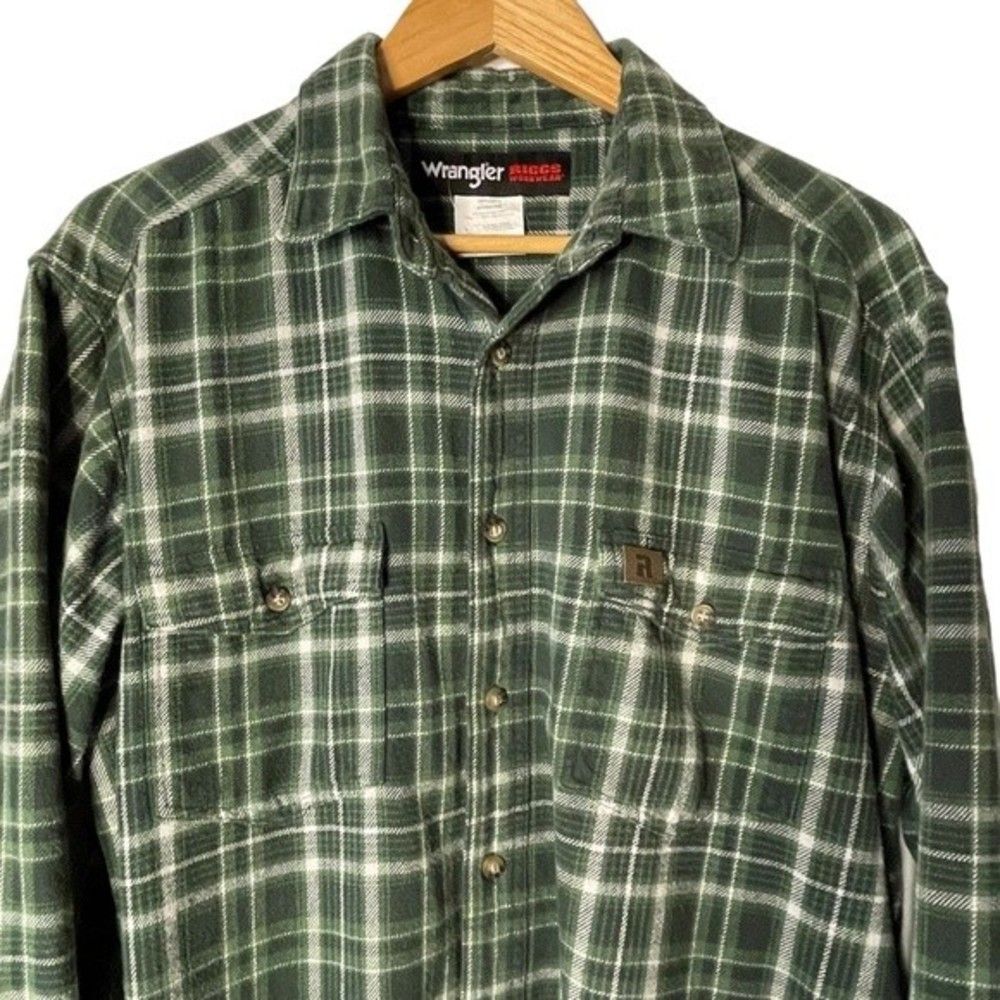 Wrangler Riggs Workwear Long Sleeve Heavy Flannel Shirt Shacket Size XL